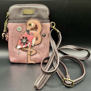 Chala Flamingo Crossbody Bag in Pink and Brown‎